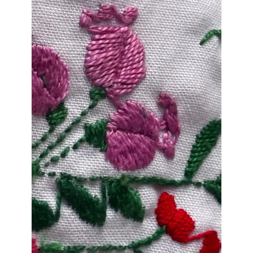 Vtg Hungarian Kalocsa Style Embroidered Tablecloth 45